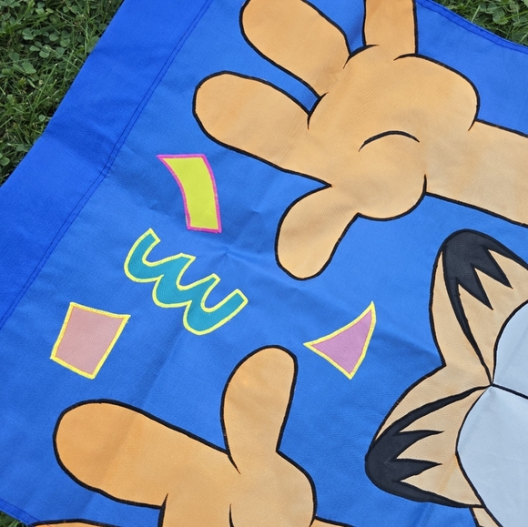 VTG Garfield Colorful Celebration Party Garden Flag Large Faded - Picture 3 of 4